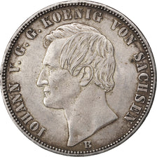 GERMAN STATES, Thaler, 1866, Dresde, KM #1212, AU(55-58), Silver, 18.54