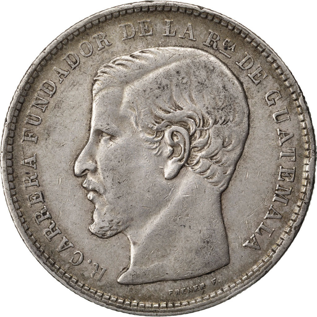 GUATEMALA, Peso, 1871, KM #190.1, EF(40-45), Silver, 24.96