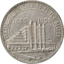 BELGIUM, 50 Francs, 50 Frank, 1935, KM #106.1, AU(50-53), Silver, 35, 22.07