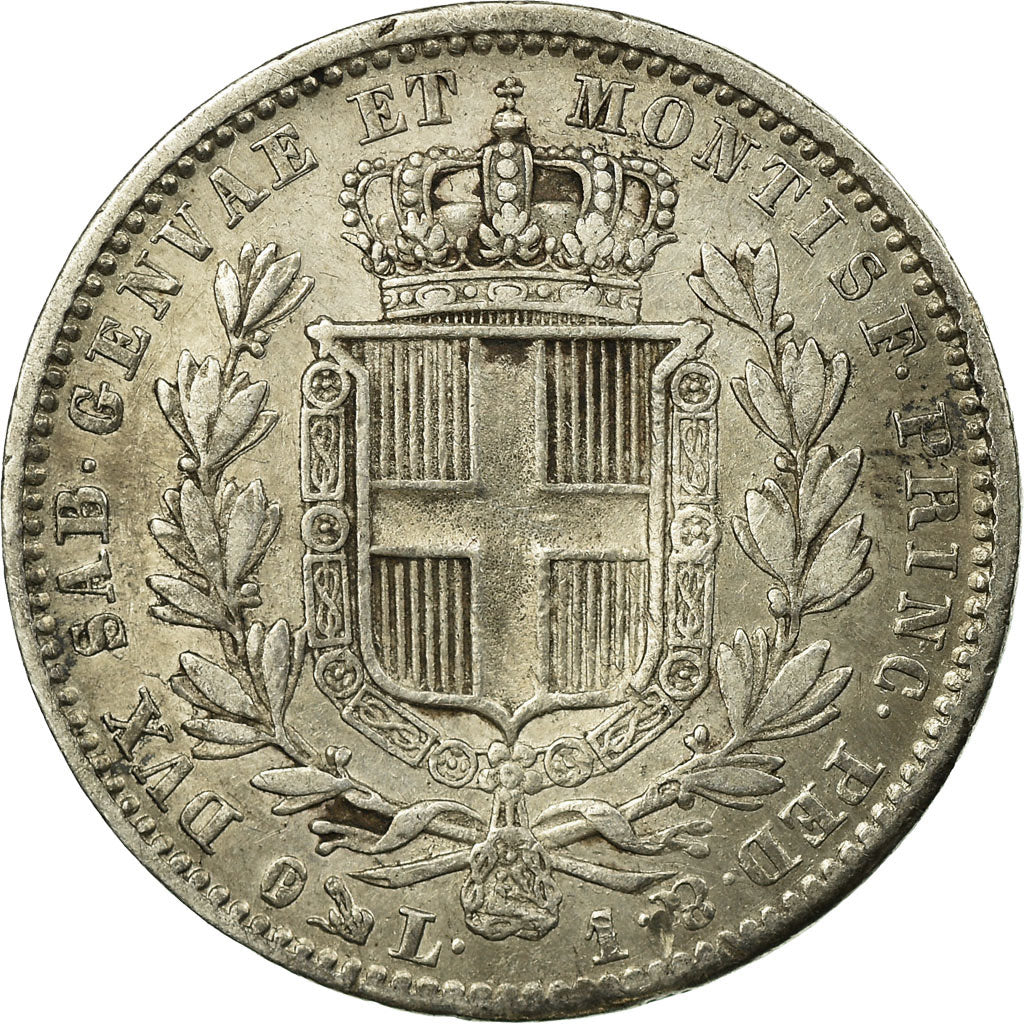 Moneta, STATI ITALIANI, SARDINIA, Carlo Alberto, Lira, 1838, Genoa, BB, Argento