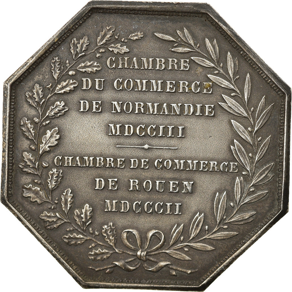 France, Token, Chambre de Commerce de Rouen, 1802, Lecomte, AU(55-58), Silver