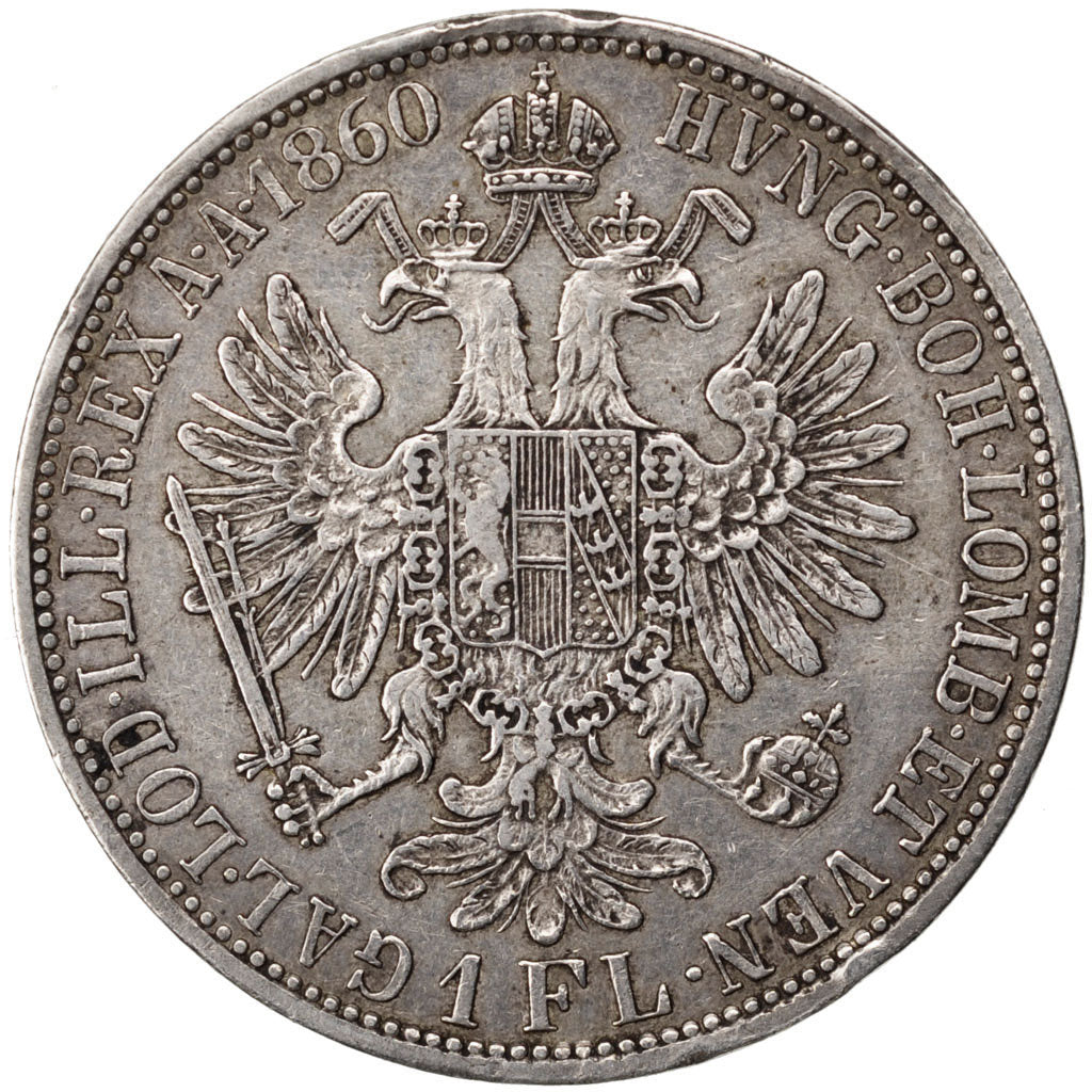 AUSTRIA, Florin, 1860, Vienne, KM #2219, AU(50-53), Silver, 12.40