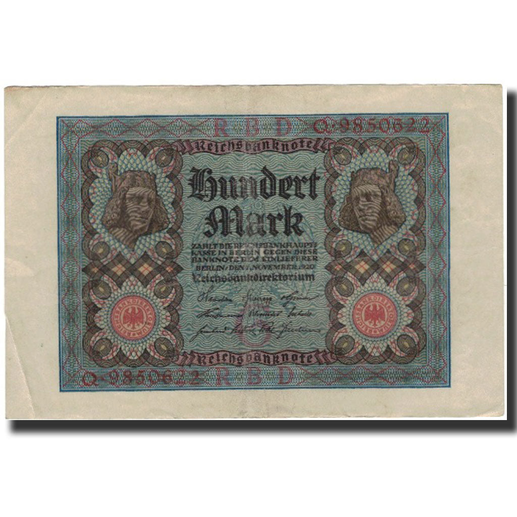 Banknot, Niemcy, 100 Mark, 1920-11-01, KM:69a, EF(40-45)