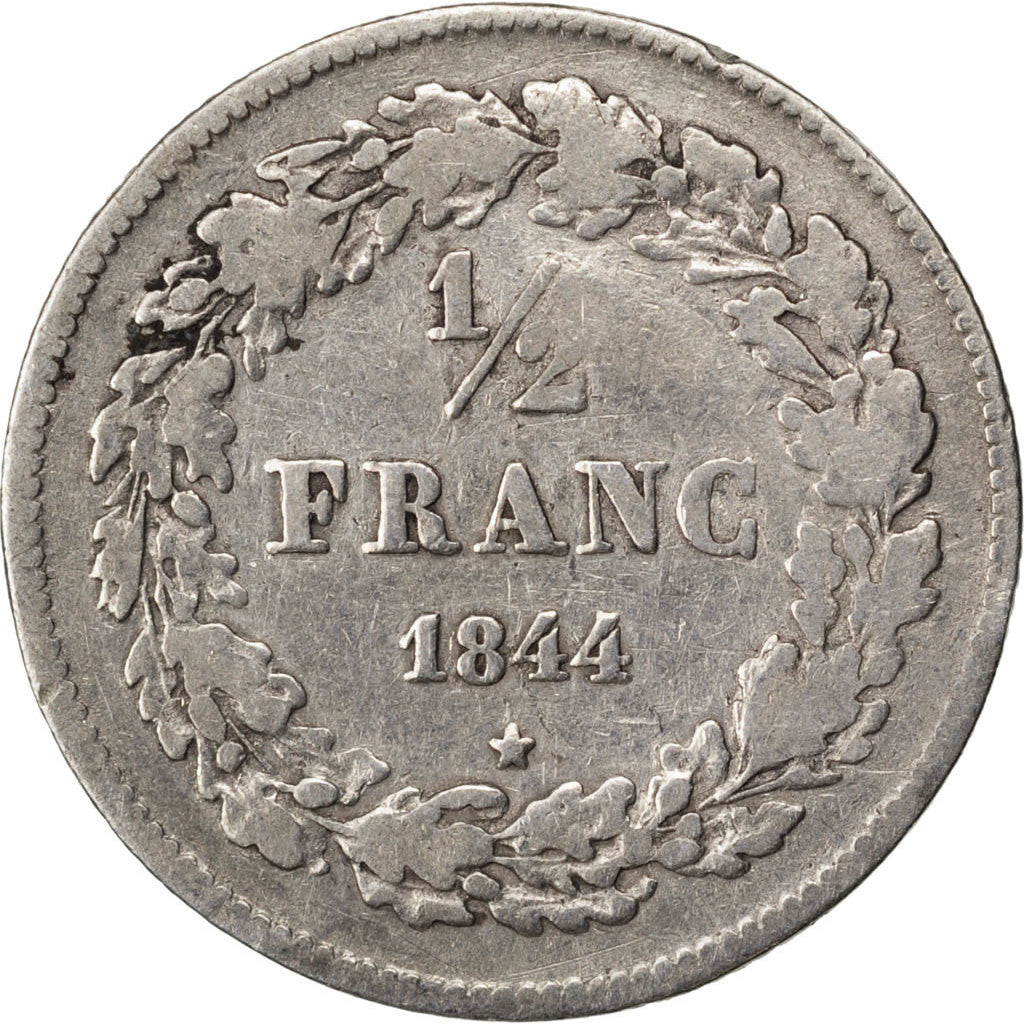Coin, Belgium, Leopold I, 1/2 Franc, 1844, VF(20-25), Silver, KM:6
