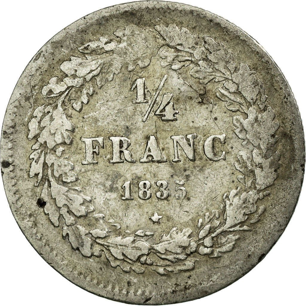 Coin, Belgium, Leopold I, 1/4 Franc, 1835, VF(30-35), Silver, KM:8