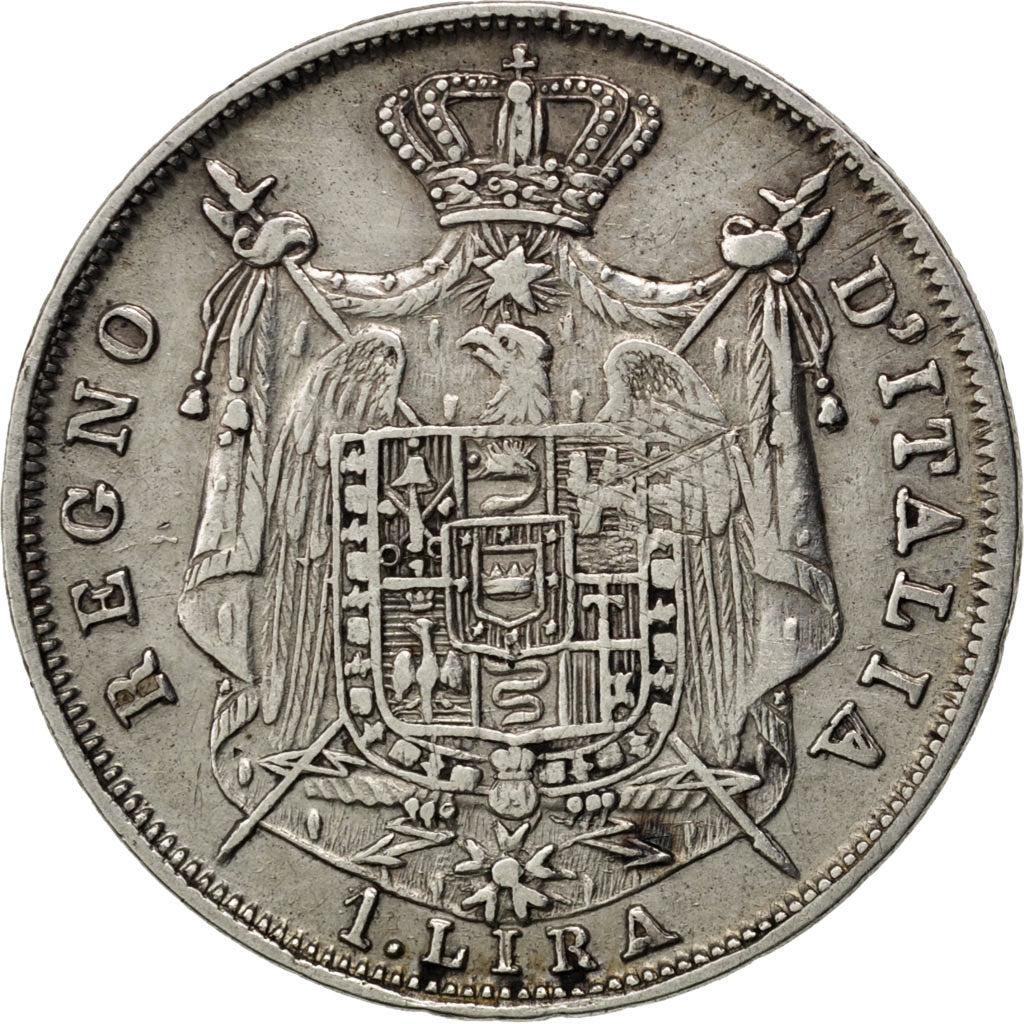ITALIAN STATES, Lira, 1810, Milan, KM #8.1, EF(40-45), Silver, 4.95