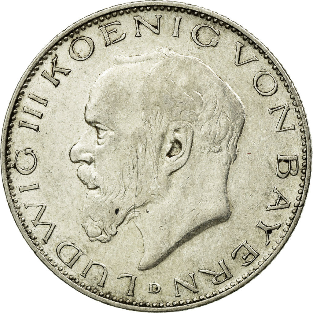 Moneta, Stati tedeschi, BAVARIA, Ludwig III, 2 Mark, 1914, Munich, BB+, Argento