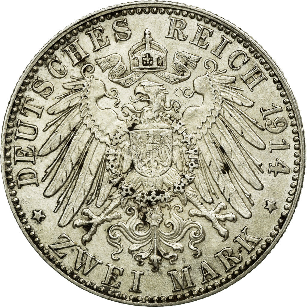 Moneta, Stati tedeschi, BAVARIA, Ludwig III, 2 Mark, 1914, Munich, BB+, Argento