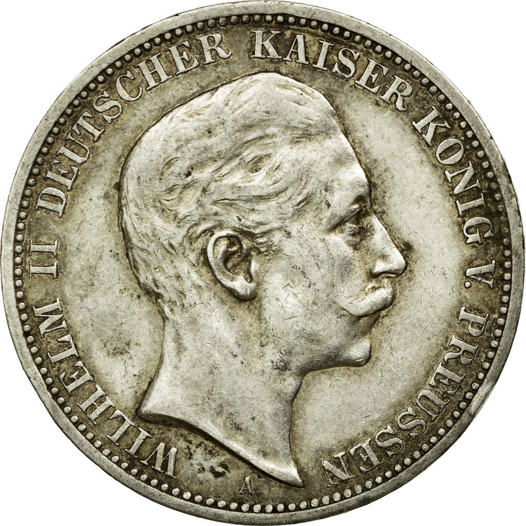 Coin, German States, PRUSSIA, Wilhelm II, 3 Mark, 1908, Berlin, EF(40-45)
