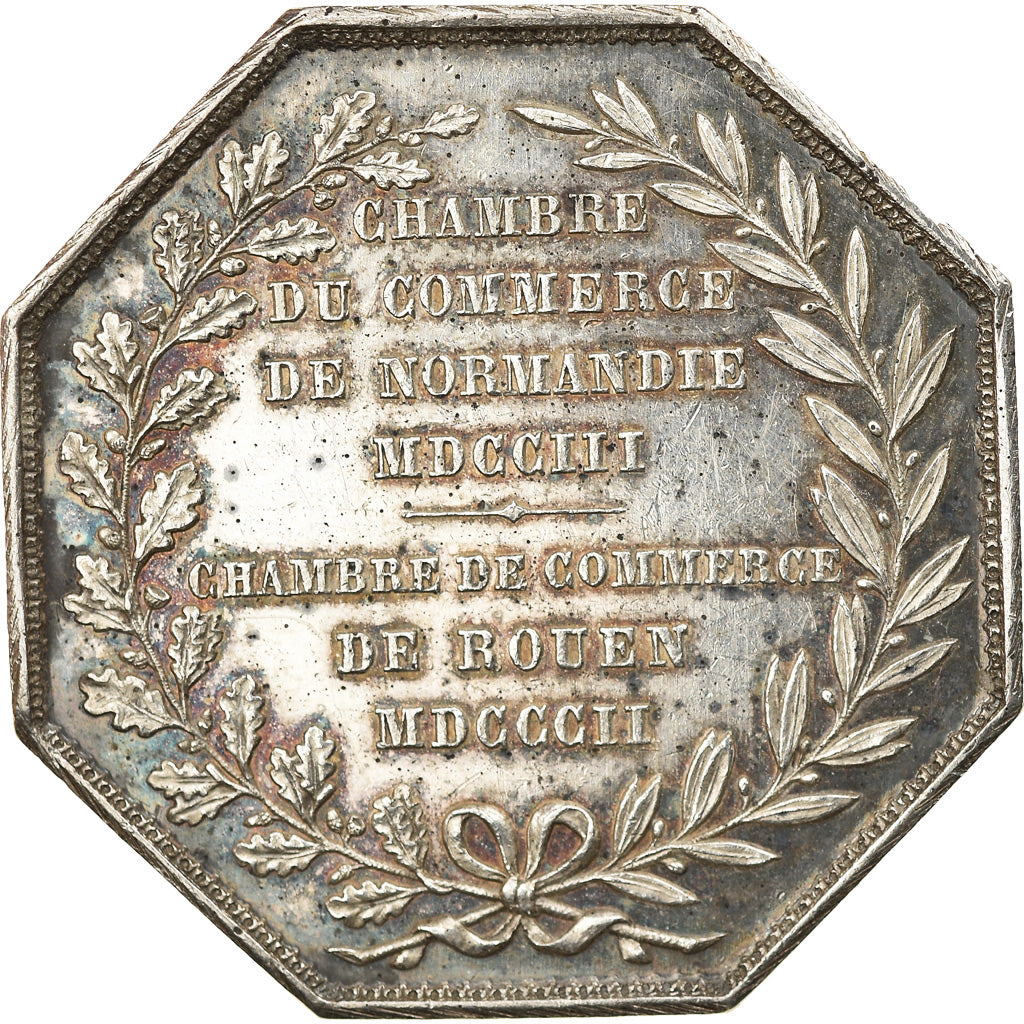 France, Token, Chambre de Commerce de Rouen, 1802, Lecomte, AU(50-53), Silver