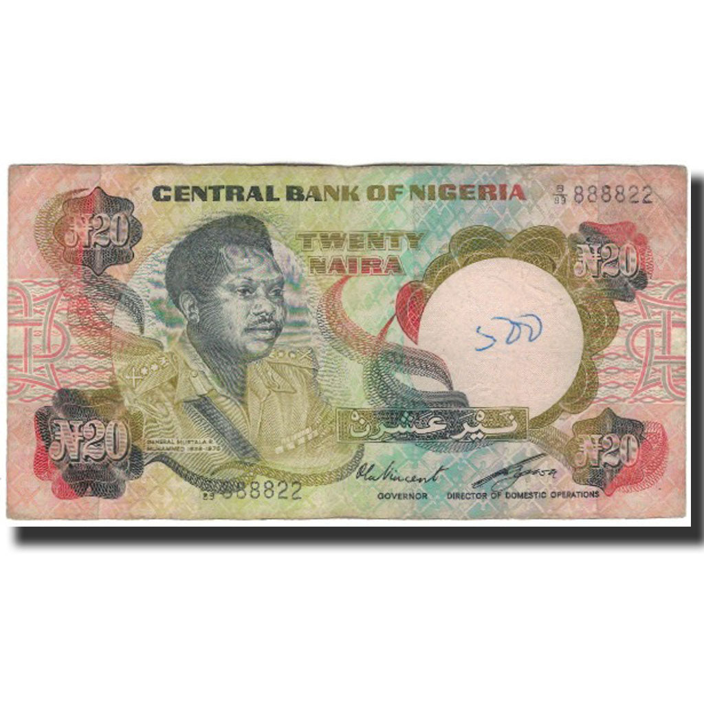 Billet, Nigéria, 20 Naira, UNDATED 1973-1977, KM:18d, B+