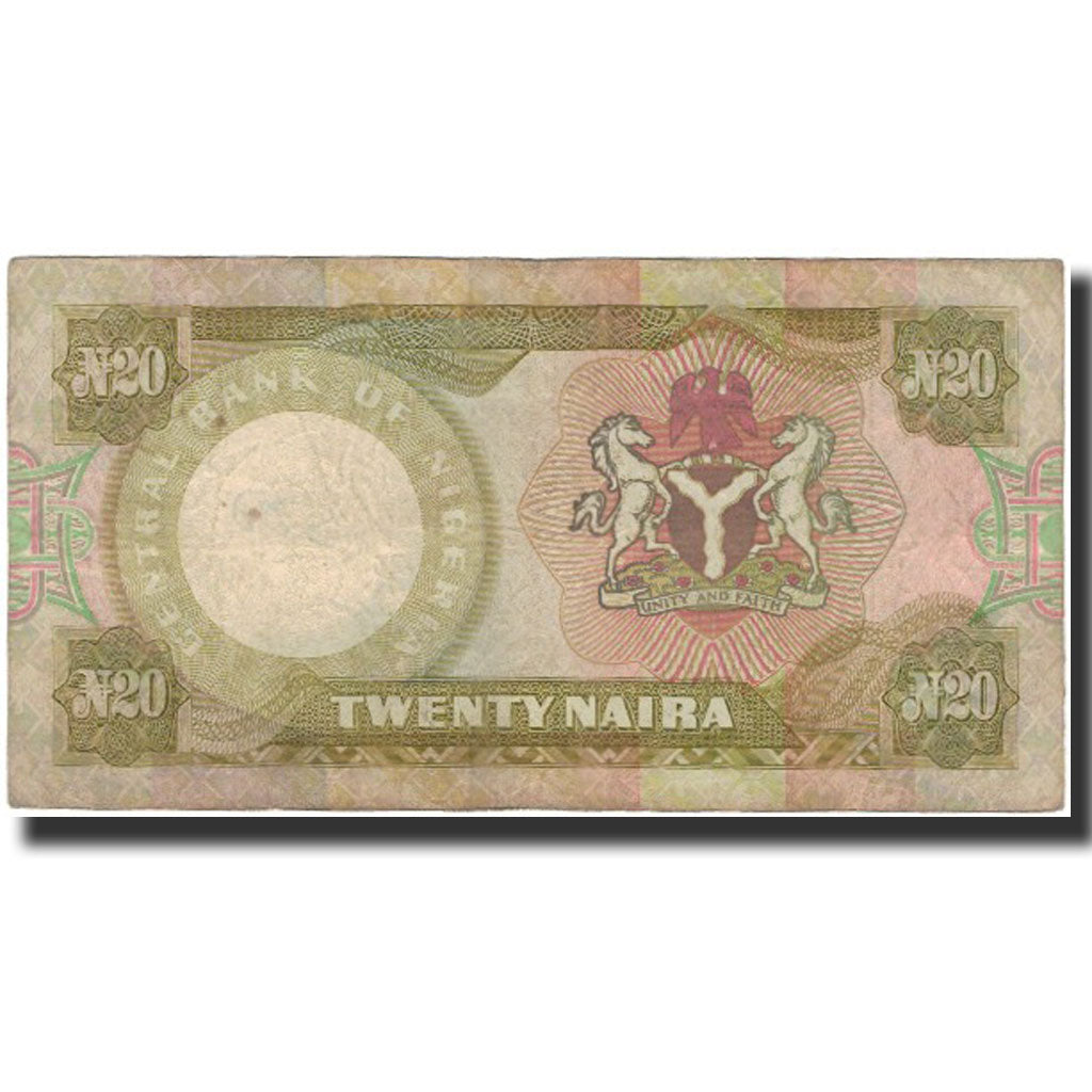 Billet, Nigéria, 20 Naira, UNDATED 1973-1977, KM:18d, B+
