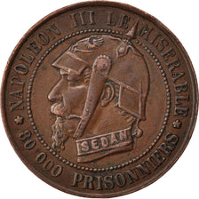 FRANCE, 5 Centimes, 1870, AU(50-53), Copper, 7.23