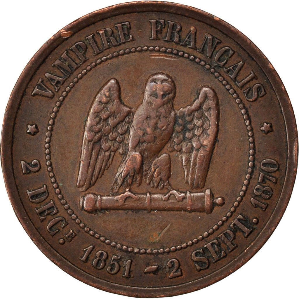 FRANCE, 5 Centimes, 1870, AU(50-53), Copper, 7.23