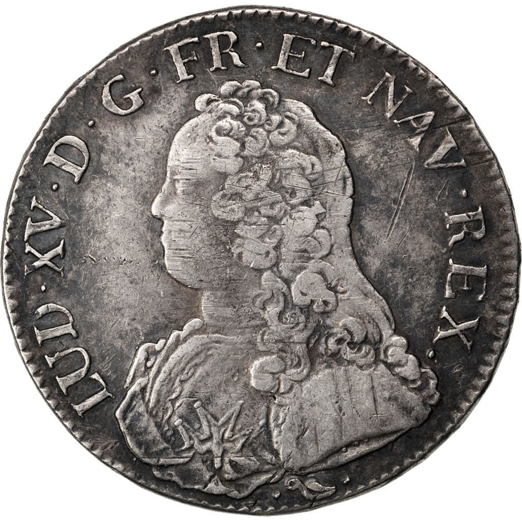 FRANCE, Écu aux branches d'olivier, ECU, 1734, Bayonne, KM #486.12, VF(30-35), .