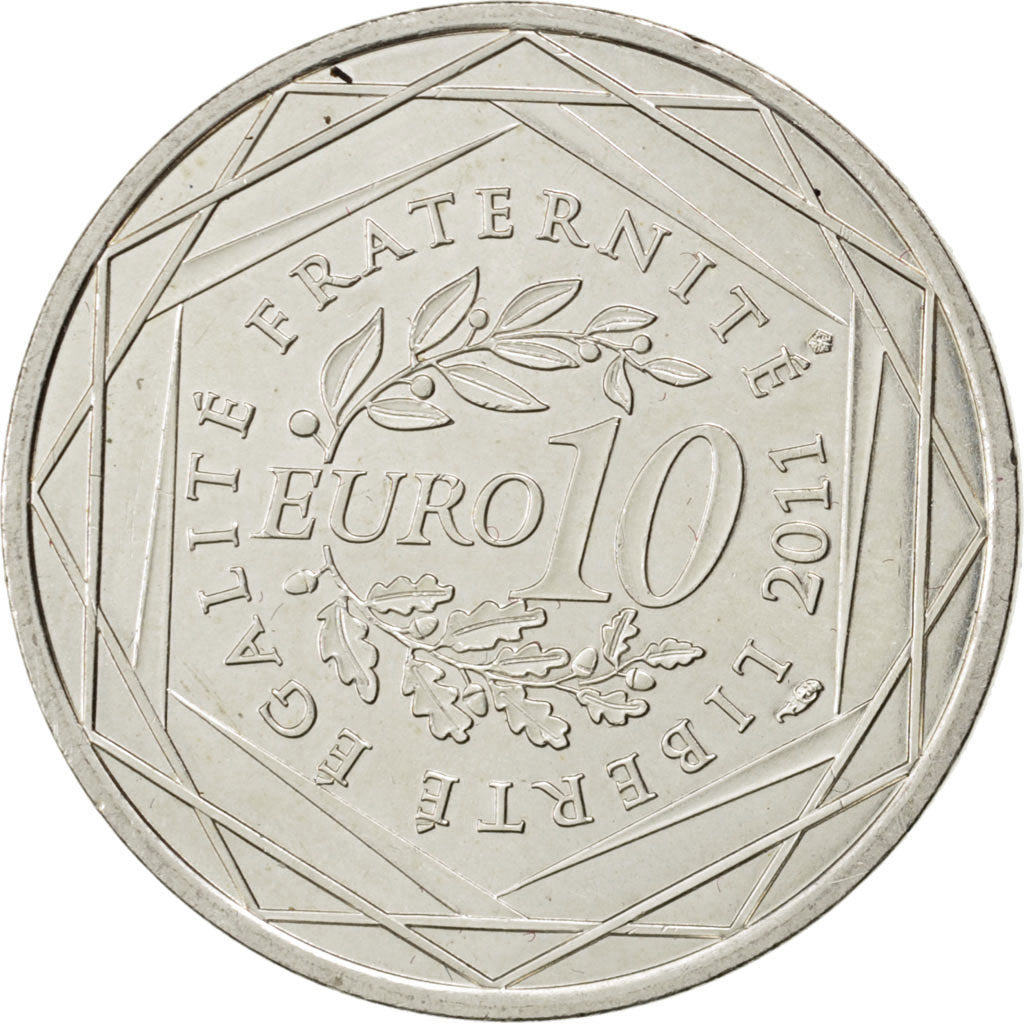 France, 10 Euro, 2011, AU(55-58), Silver, 9.97