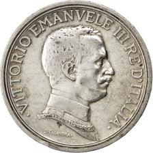 ITALY, 2 Lire, 1914, Rome, KM #55, EF(40-45), Silver, 27, 9.93