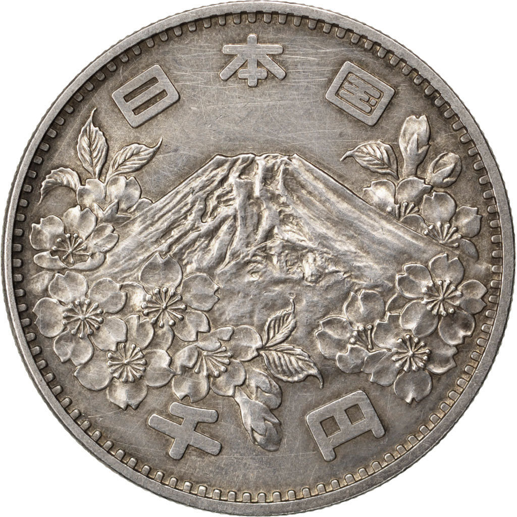 JAPAN, 1000 Yen, 1964, KM #80, AU(55-58), Silver, 35, 19.92