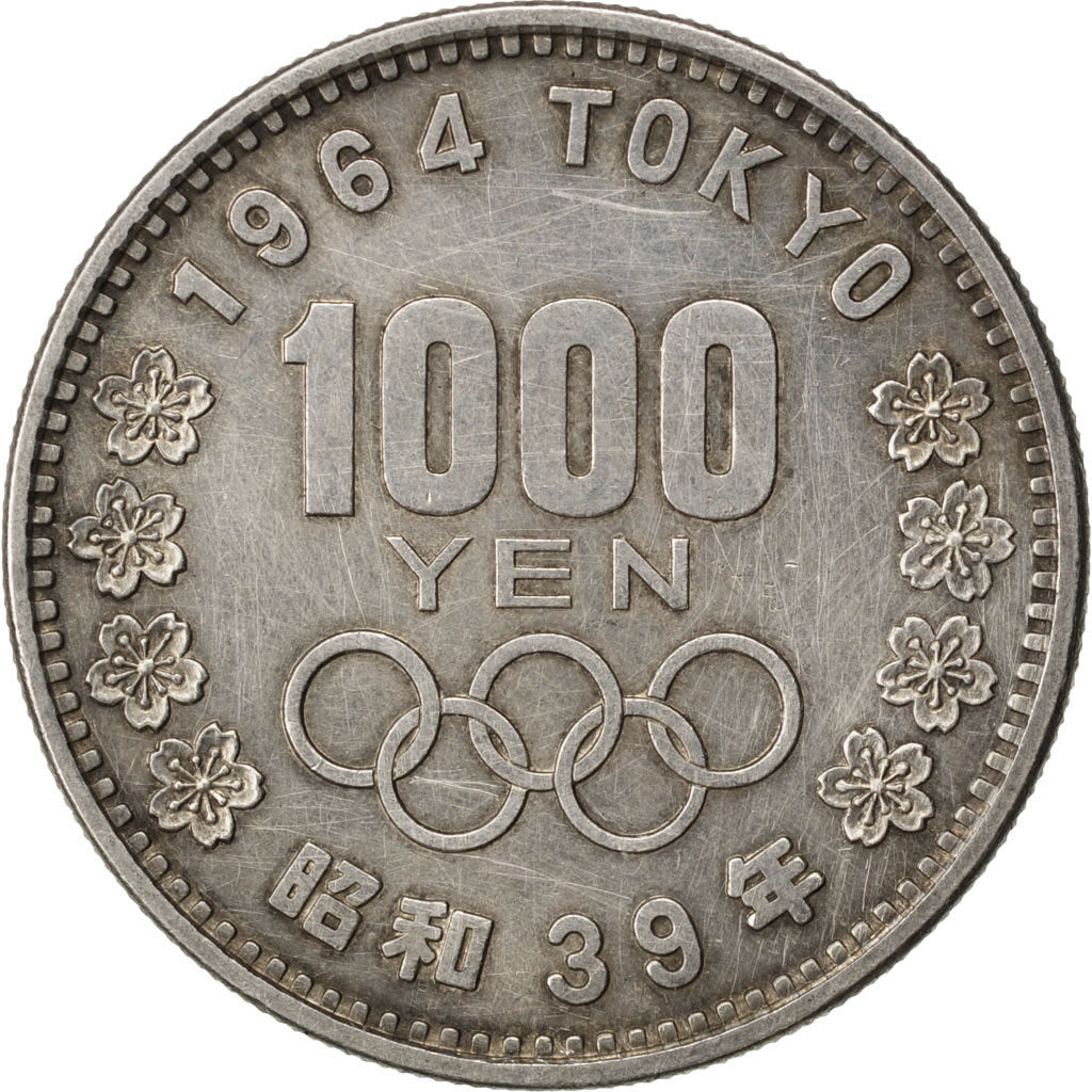JAPAN, 1000 Yen, 1964, KM #80, AU(55-58), Silver, 35, 19.92