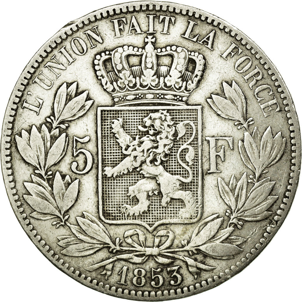 Coin, Belgium, Leopold I, 5 Francs, 5 Frank, 1853, EF(40-45), Silver, KM:17