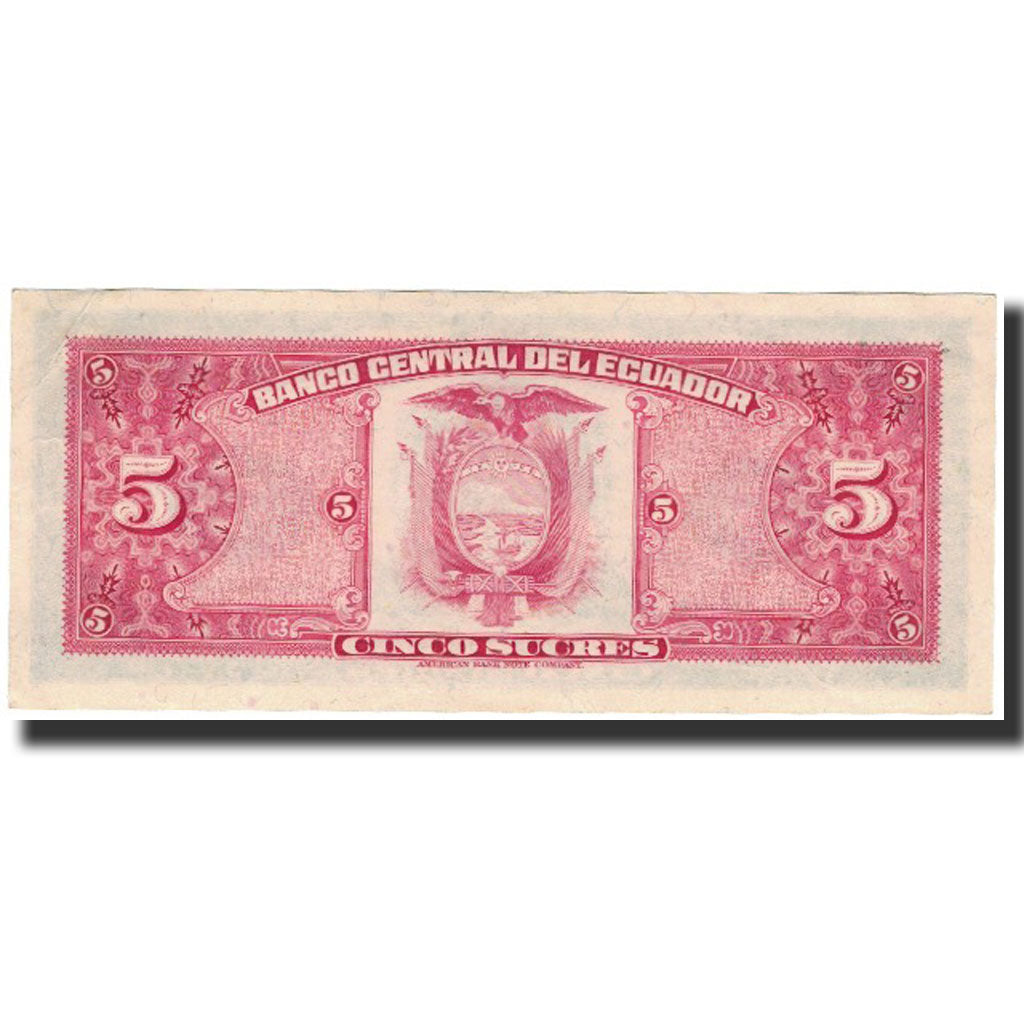 Banknote, Ecuador, 5 Sucres, 1977-04-29, KM:108a, AU(55-58)