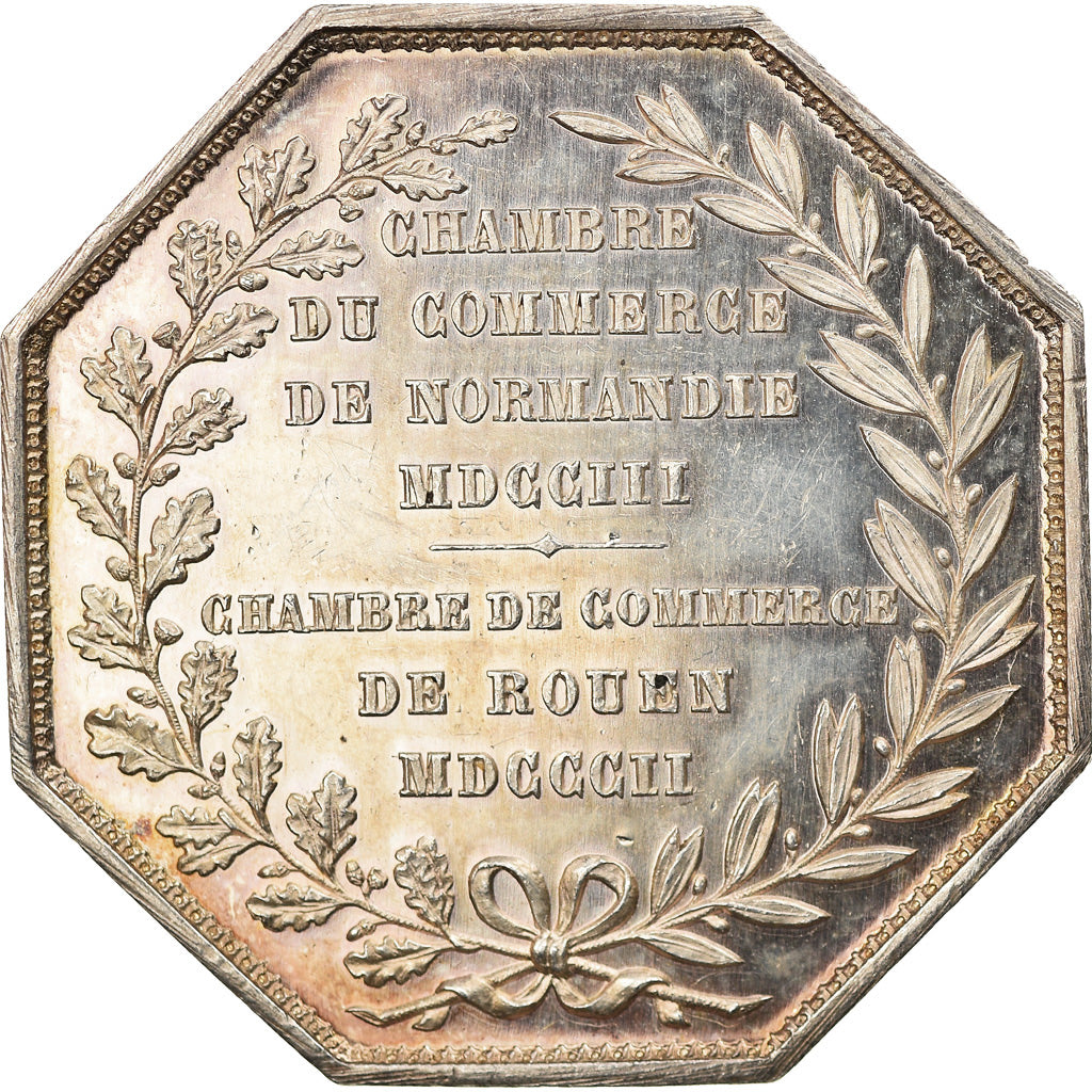 France, Token, Chambre de Commerce de Rouen, 1802, Lecomte, AU(55-58), Silver