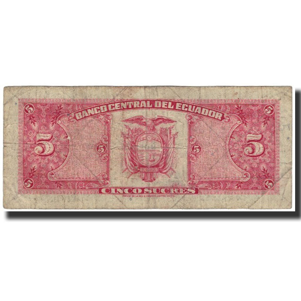 Banknote, Ecuador, 5 Sucres, 1988-11-22, KM:113d, VG(8-10)