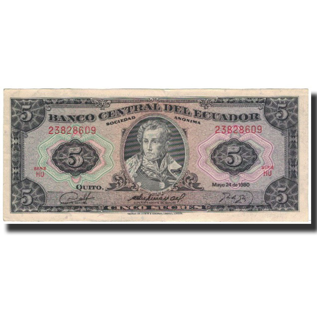 Banknote, Ecuador, 5 Sucres, 1980-05-24, KM:113c, VF(30-35)