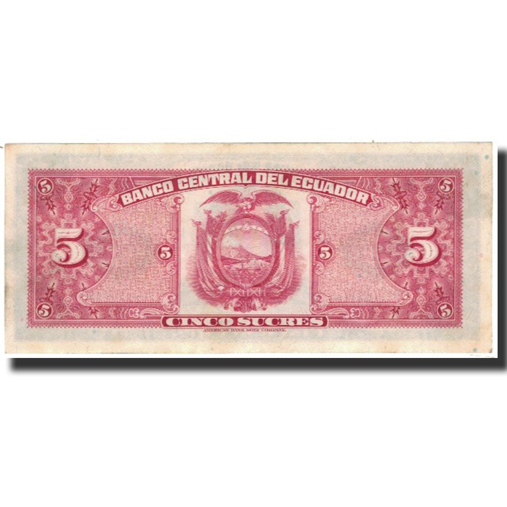 Banknote, Ecuador, 5 Sucres, 1970-02-27, KM:113b, UNC(60-62)