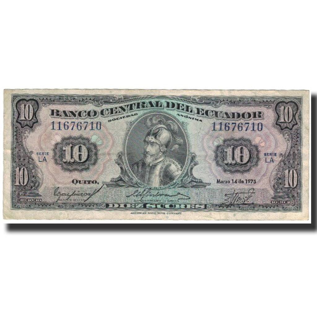 Banknote, Ecuador, 10 Sucres, 1975-04-14, KM:109, VF(20-25)