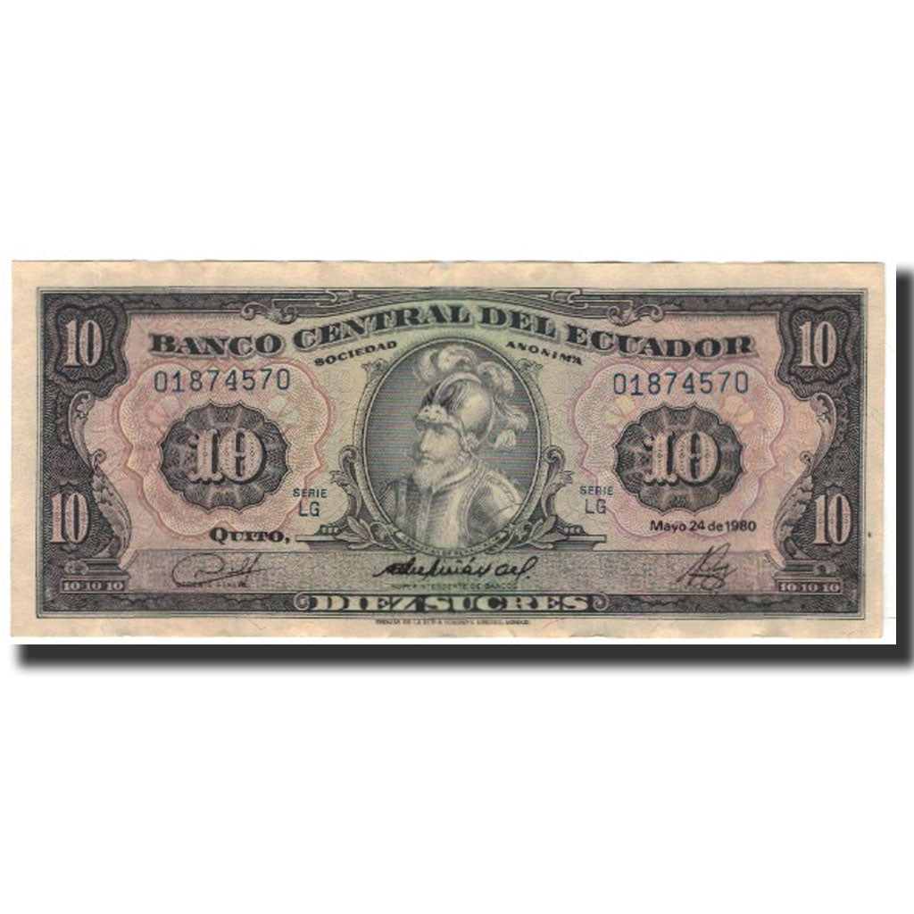 Banknote, Ecuador, 10 Sucres, 1980-05-24, KM:114b, VF(30-35)