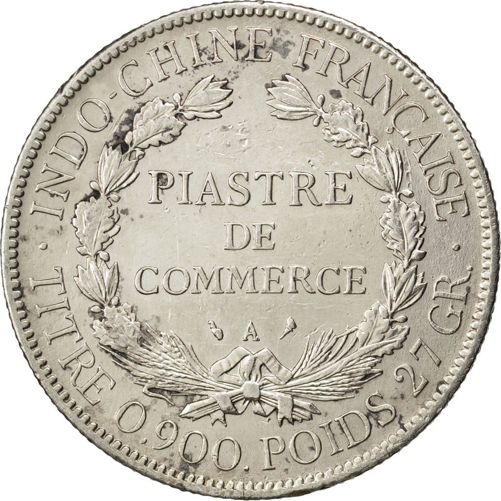 FRENCH INDO-CHINA, Piastre, 1906, Paris, KM #5a.1, EF(40-45), Silver, Lecompte..