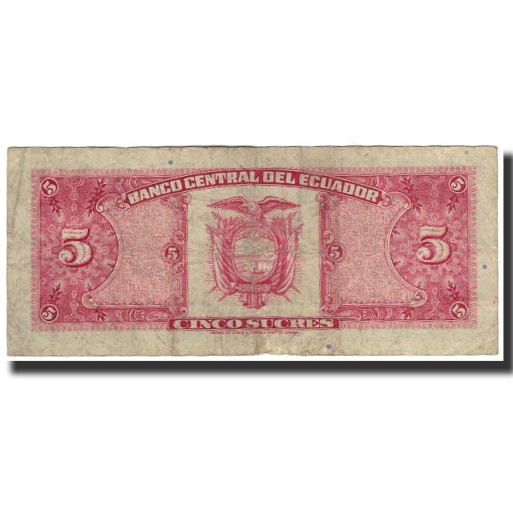 Banknote, Ecuador, 5 Sucres, 1988-11-22, KM:113d, F(12-15)