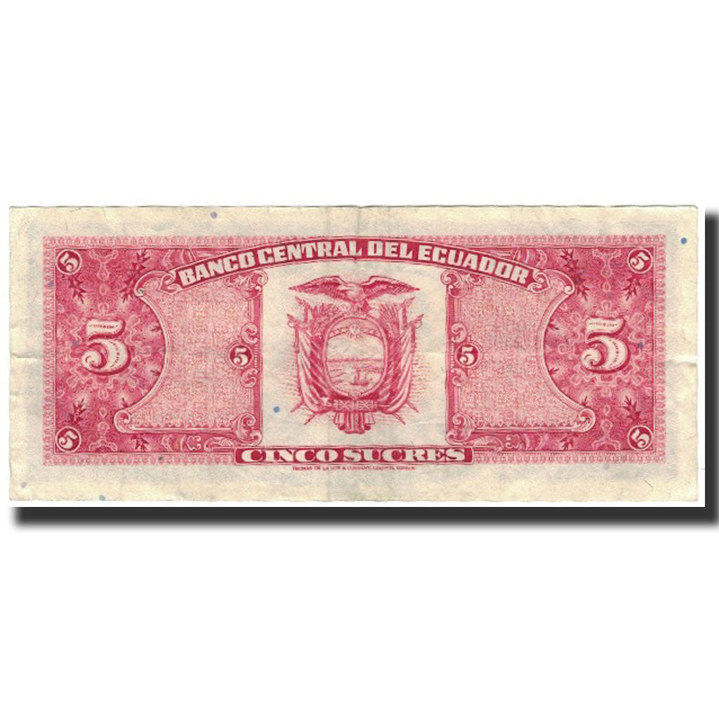 Banknote, Ecuador, 5 Sucres, 1988-11-22, KM:113d, VF(20-25)
