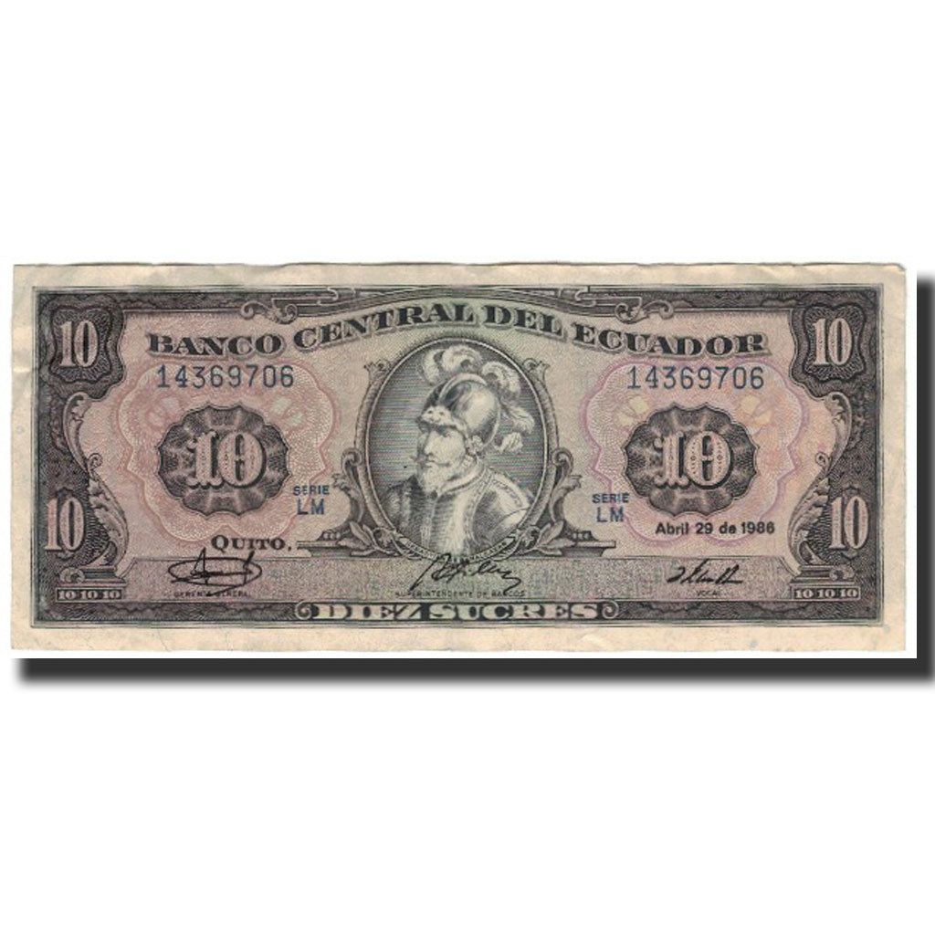Banknote, Ecuador, 10 Sucres, 1986-04-29, KM:121, VF(30-35)