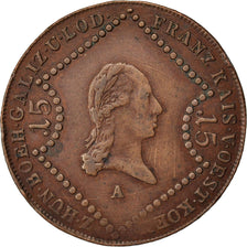 AUSTRIA, 15 Kreuzer, 1807, Vienne, KM #2138, EF(40-45), Copper, 35.12, 12.88