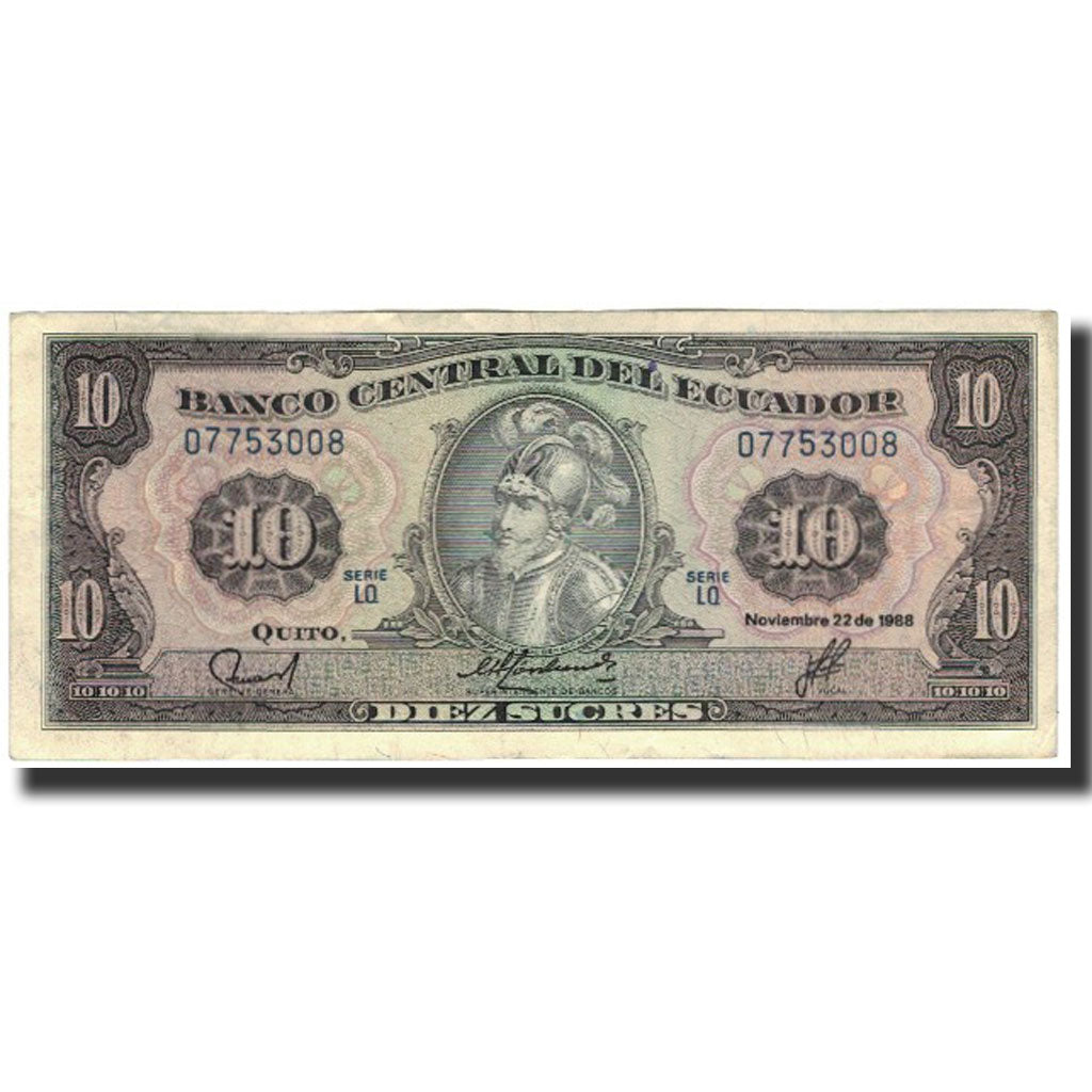 Banknote, Ecuador, 10 Sucres, 1988-11-22, KM:121, AU(55-58)