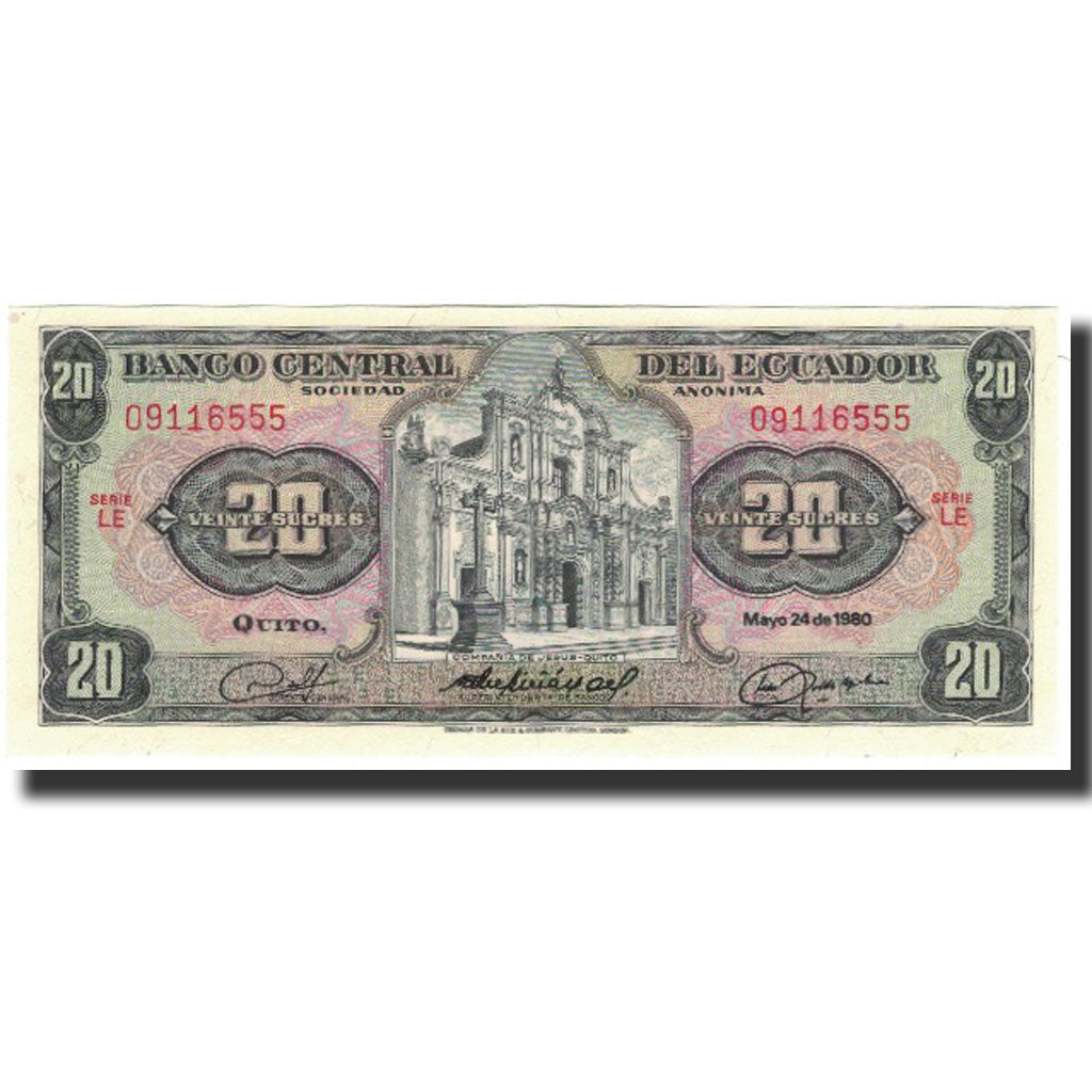 Banknote, Ecuador, 20 Sucres, 1980-05-24, KM:115b, UNC(65-70)