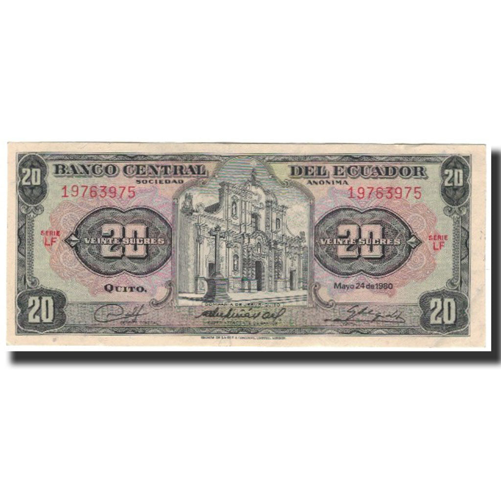 Banknote, Ecuador, 20 Sucres, 1980-05-24, KM:115b, AU(55-58)