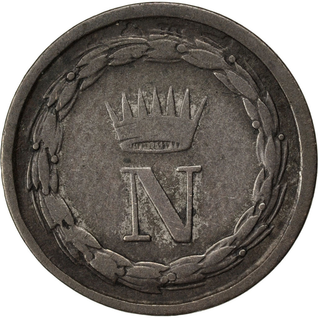 ITALIAN STATES, 10 Centesimi, 1813, Milan, KM #4, EF(40-45), Silver, 1.89