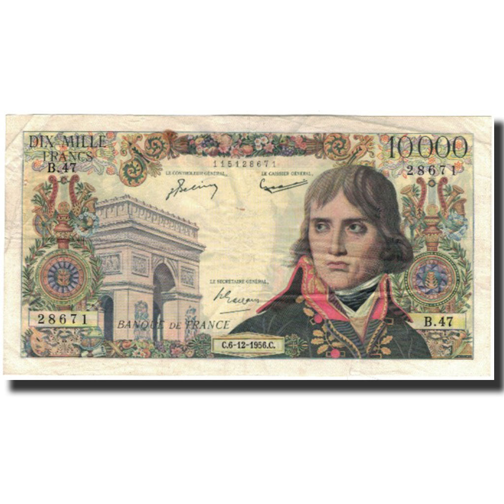 France, 10,000 Francs, 10 000 F 1955-1958 ''Bonaparte'', 1956-12-06, EF(40-45)