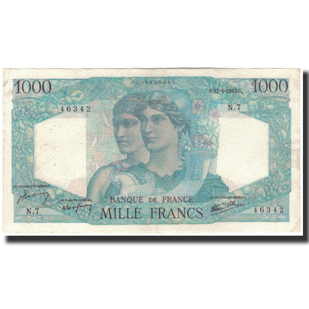 Frankrijk, 1000 Francs, 1 000 F 1945-1950 ''Minerve et Hercule'', 1945-04-12