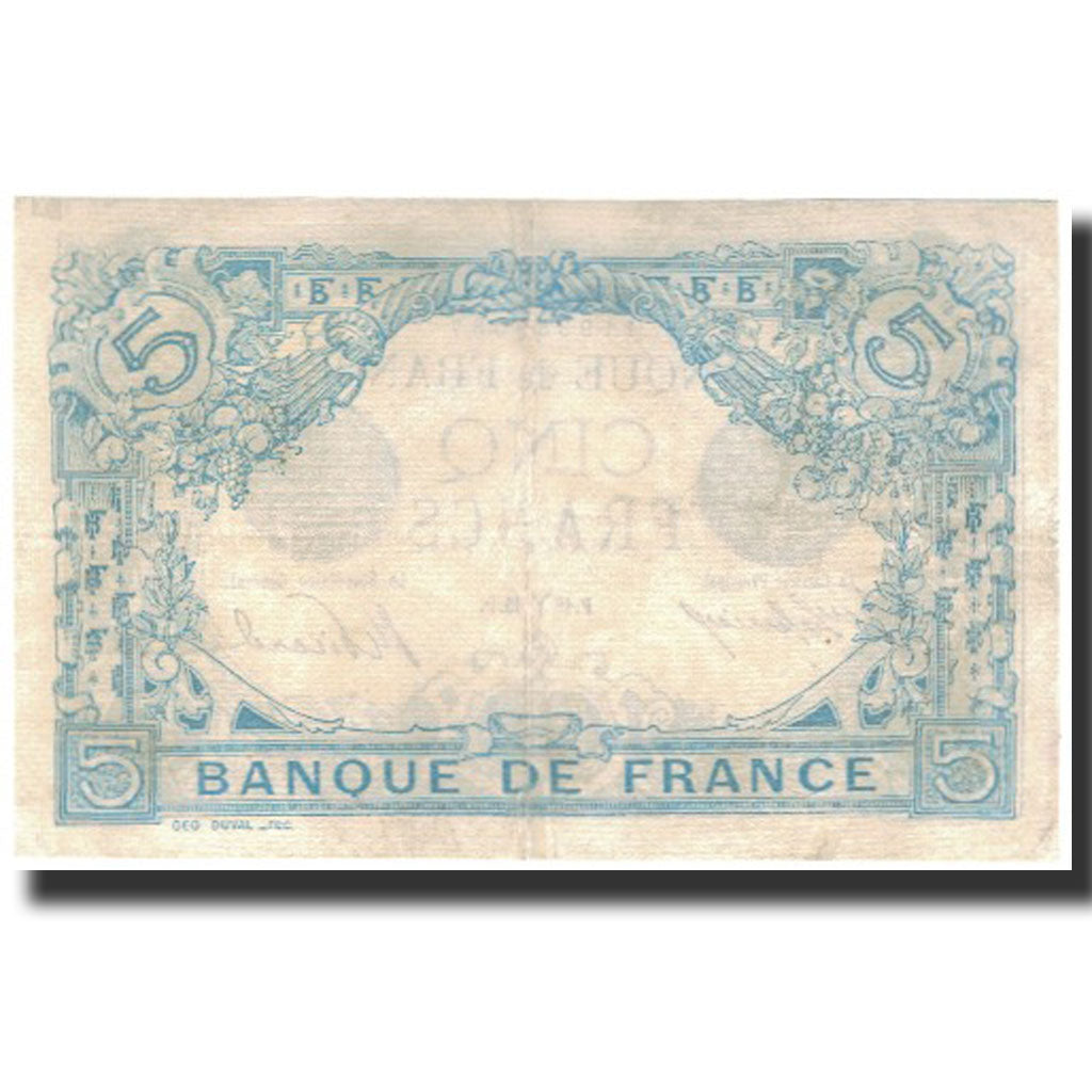 Francja, 5 Francs, Bleu, 1915-03-18, AU(55-58), Fayette:2.25, KM:70