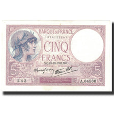 France, 5 Francs, 5 F 1917-1940 ''Violet'', 1939-10-19, SPL, Fayette:4.12, KM:83