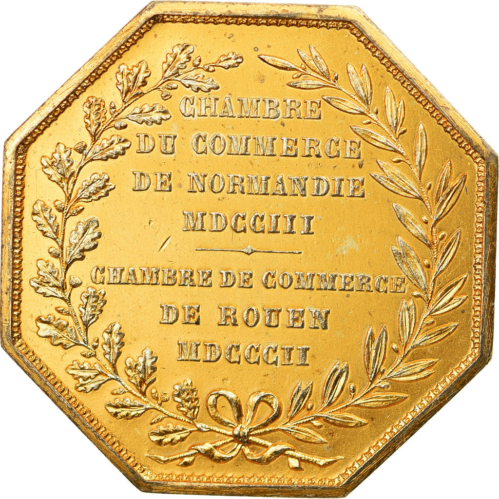 France, Token, Chambre de Commerce de Rouen, 1802, Lecomte, AU(50-53), Vermeil