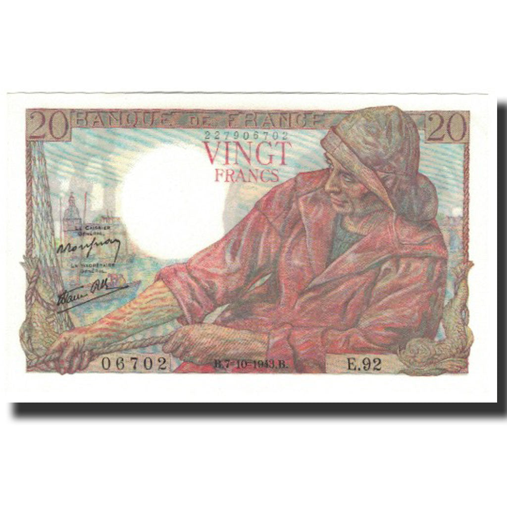 France, 20 Francs, 20 F 1942-1950 ''Pêcheur'', 1943-10-07, UNC(65-70), KM:100a