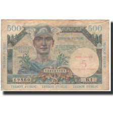 France, 5 Nouveaux Francs on 500 Francs, 1955-1959 Overprinted with ''Nouveaux