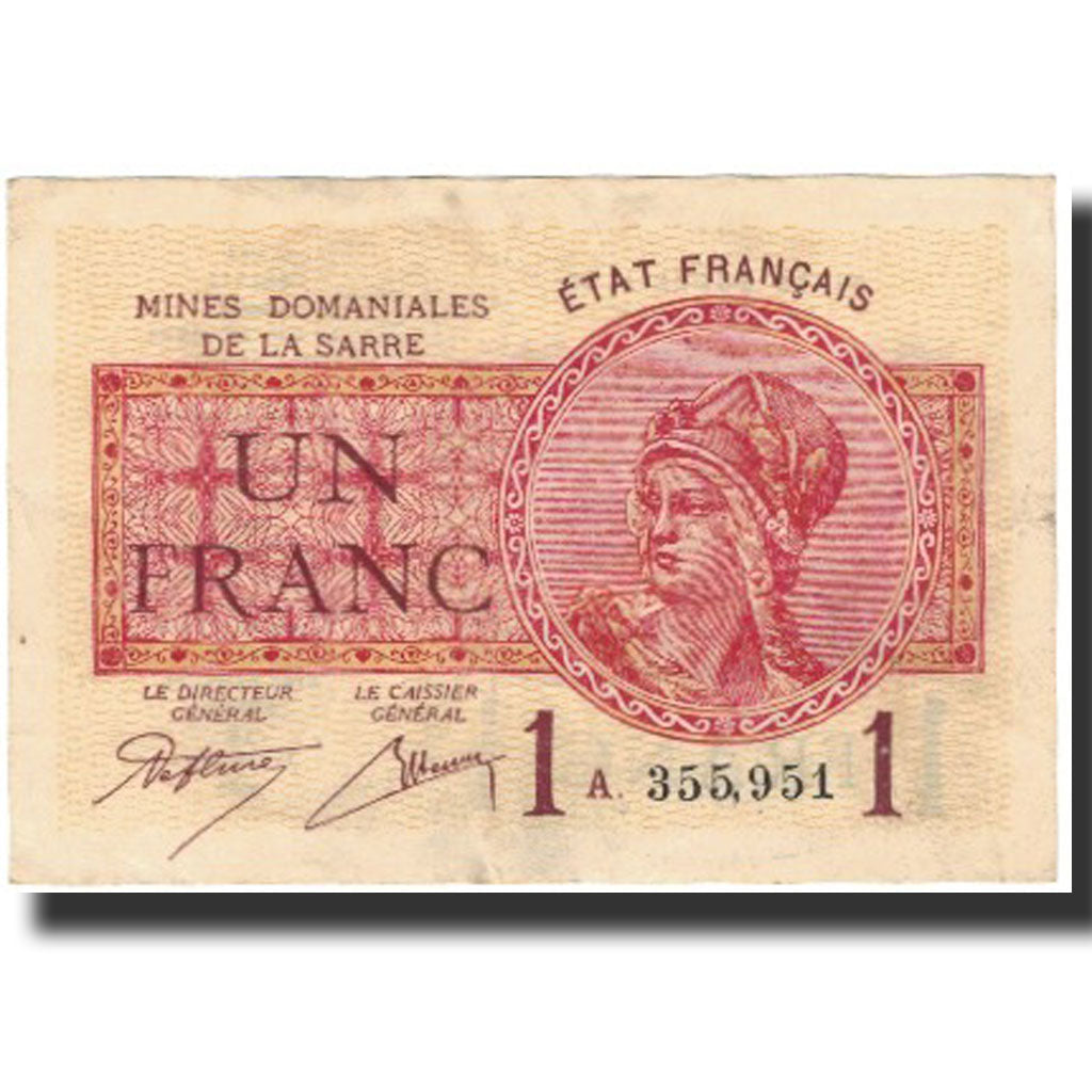 France, 1 Franc, 1919, Mine Domaniale de La Sarre, EF(40-45), Fayette:VF51.1