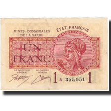France, 1 Franc, 1919, Mine Domaniale de La Sarre, EF(40-45), Fayette:VF51.1