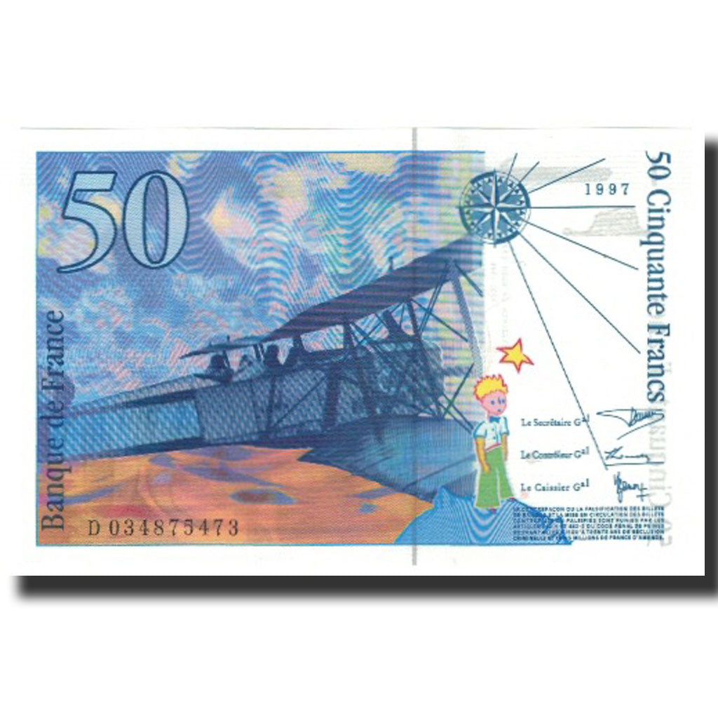 France, 50 Francs, 50 F 1992-1999 ''St Exupéry'', 1997, UNC(65-70)